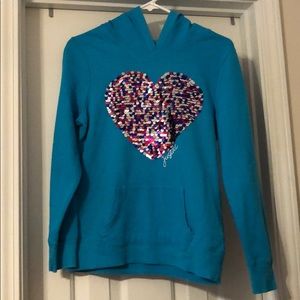 Justice Hoodie with sequin heart Pnk1